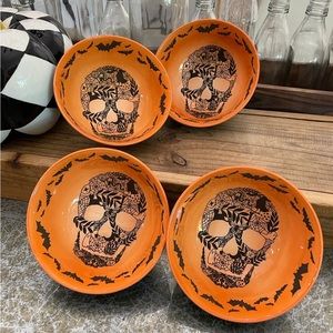 PRIMA DESIGN SKULL BAT SPIDERWEB  BLACK ORANGE INTERIOR SIDE BOWLS